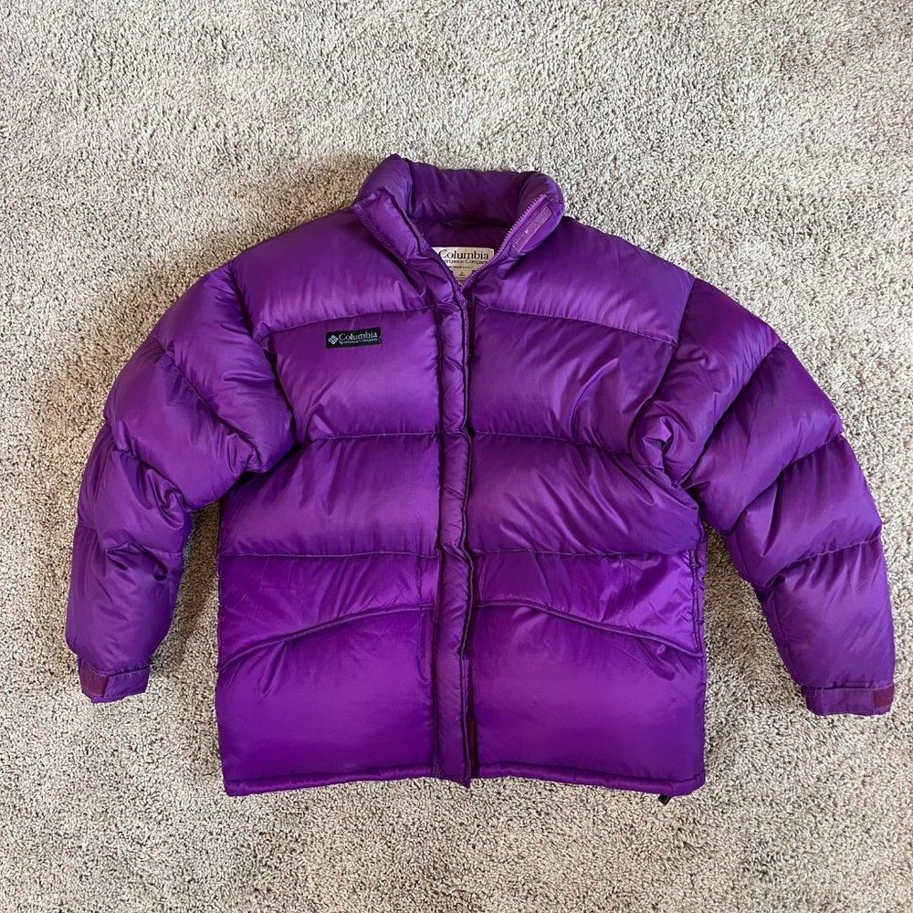 VINTAGE COLUMBIA DOWN PUFFER JACKET 'Purple' SIZE WOMAN'S LARGE
